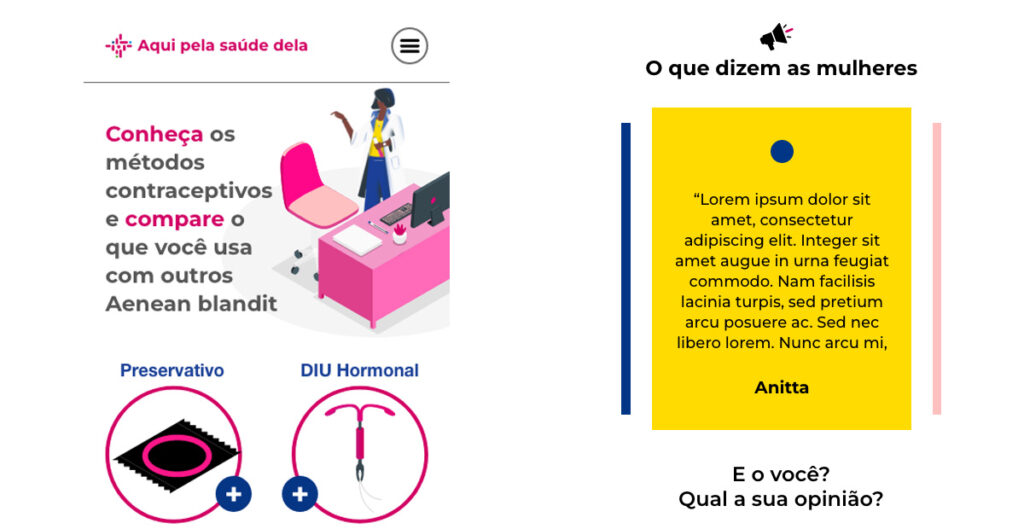 Aqui Pela Saúde Dela - Interfaces - Mobile