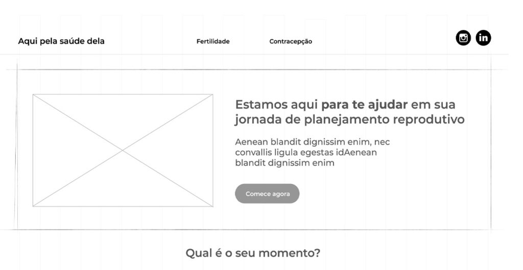 Aqui Pela Saúde Dela - Wireframes Desktop