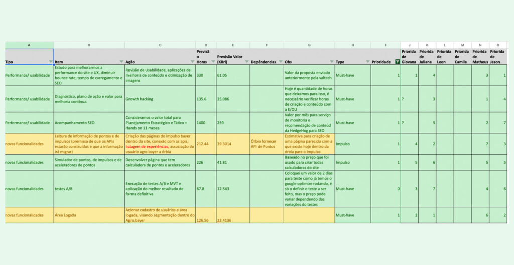 Agro Bayer. Primeiro planejamento de projeto