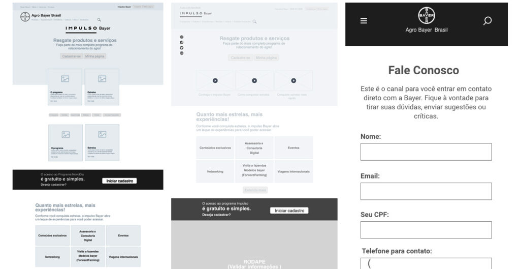 Agro Bayer. Wireframes mobile